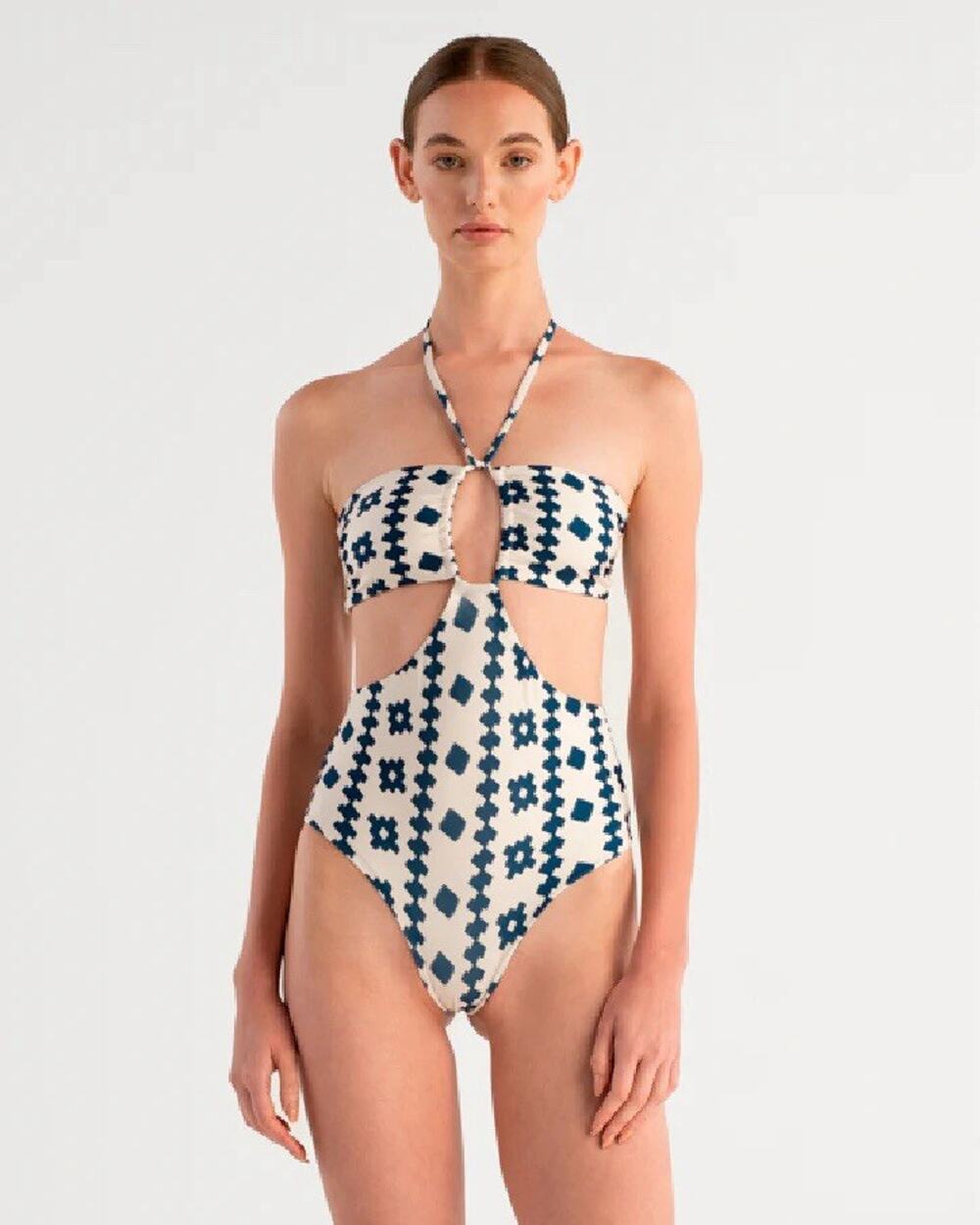 Anthropologie Encantadore Leti Blueguer Geo One-Piece Swimsuit SMALL